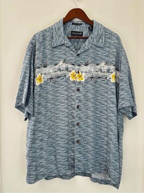 Y2K Ocean Pacific Men’s Silk Hawaiian Camp Shirt XXL Tropical Aloha Dadcore